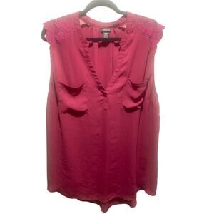 Torrid Plus Size 3 Sleeveless V-Neck Blouse - Fuchsia Pink